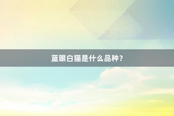 蓝眼白猫是什么品种？